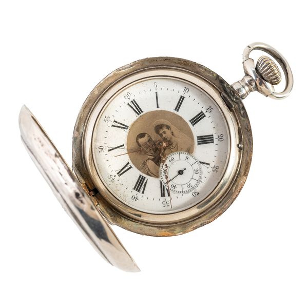 A SWISS, RUSSIAN MARKET SILVER CASED, KEYLESS WIND, HUNTING CASED POCKET WATCH