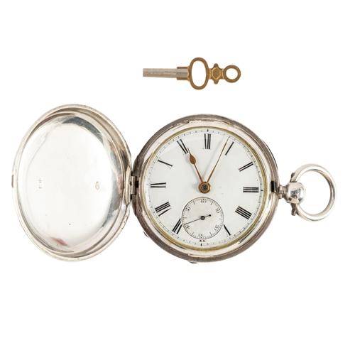 A GENTLEMAN'S SILVER CASED, KEY WIND, HUNTING CASED POCKET WATCH