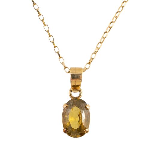 A 9CT GOLD ZIRCON PENDANT NECKLACE