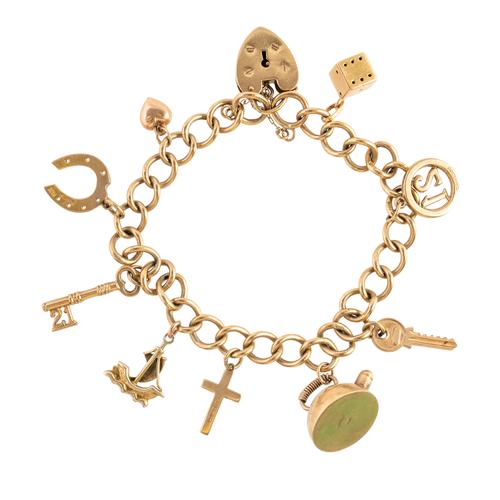 A 9CT CHARM BRACELET