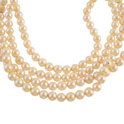 TWO DOUBLE ROW CULTURED PEARL NECKLACES (2)