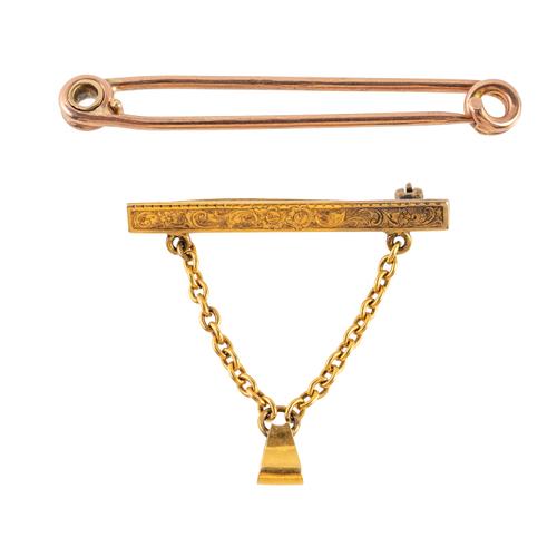 TWO GOLD TIE PINS (2)