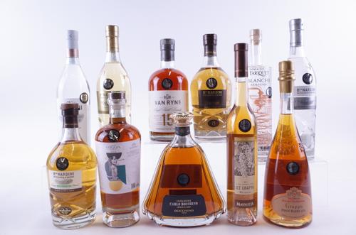 NINE BOTTLES GRAPPA AND TWO BRANDY