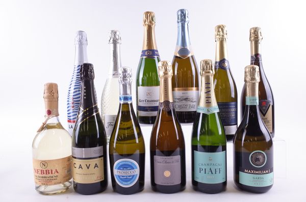 NINE BOTTLES SPARKLING WINE AND THREE CHAMPAGNE