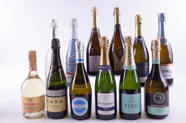 NINE BOTTLES SPARKLING WINE AND THREE CHAMPAGNE