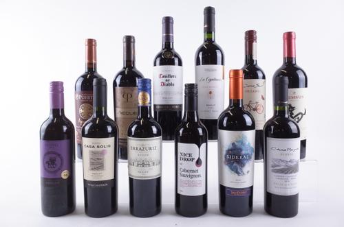 TWELVE BOTTLES CHILEAN RED WINE