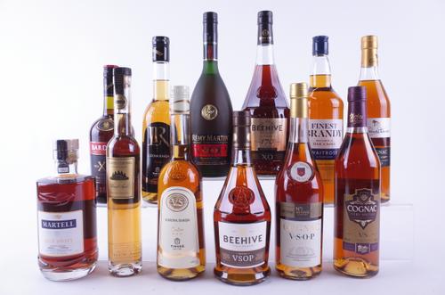 12 BOTTLES COGNAC AND BRANDY