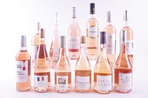 TEN BOTTLES FRENCH, ONE AMERICAN AND ONE NEW ZEALAND ROSÉ WINE