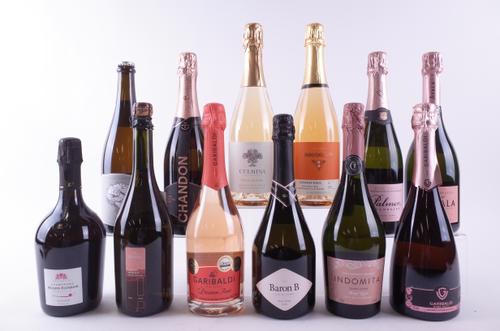 NINE BOTTLES SPARKLING WINE AND 3 CHAMPAGNE