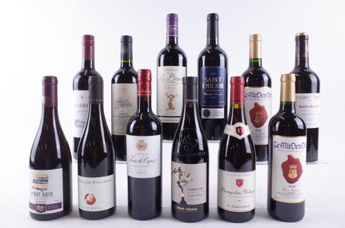 TWELVE BOTTLES FRENCH RED WINE