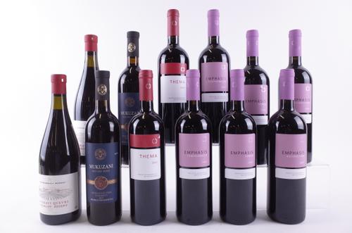 TWELVE BOTTLES GREEK AND GEORGIAN RED WINE
