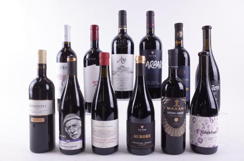 ELEVEN BOTTLES GEORGIAN, MOLDOVAN AND ROMANIAN RED AND ONE WHITE WINE