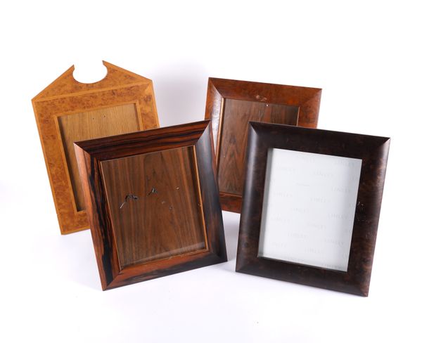 DAVID LINLEY: A GROUP OF FOUR PHOTOGRAPH FRAMES INCLUDING BURR WALNUT AND MACASSAR EBONY EXAMPLES (4)