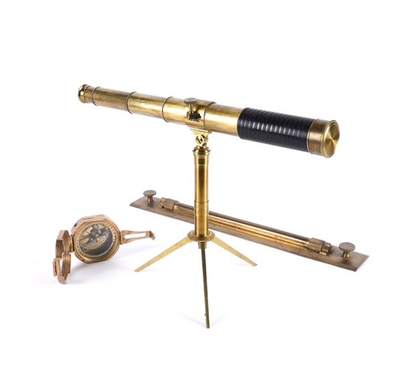 M.E SOLOMOMS: A LAQUERED BRASS SEVEN DRAWER TELESCOPE (3)