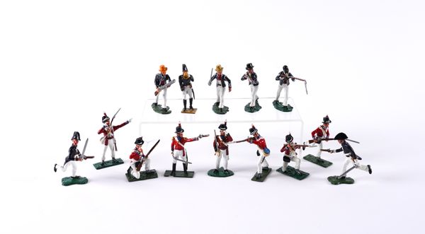 A SELECTION OF CAST METAL SOLDIERS AND OTHER FIGURES INCLUDING SOME BRITAINS EXAMPLES