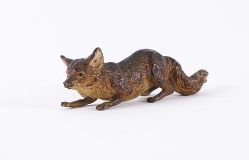 AN AUSTRIAN COLD PAINTED BRONZE MODEL OF A FOX