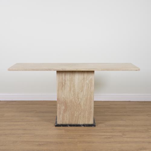 A MODERN WHITE MARBLE RECTANGULAR CONSOLE TABLE