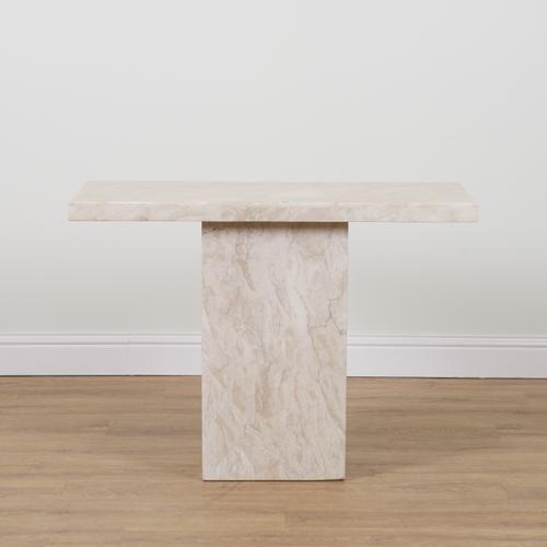 A MODERN WHITE MARBLE RECTANGULAR CONSOLE TABLE
