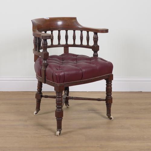 A VICTORIAN MAHOGANY FRAMED TUB BACK DESK CHAIR