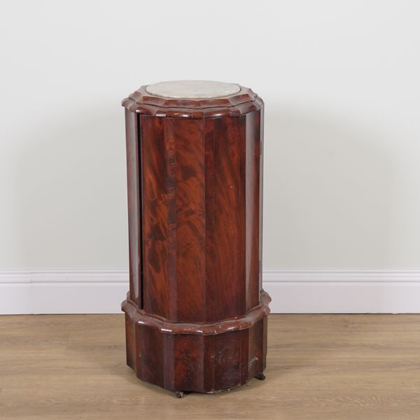 A VICTORIAN MAHOGANY FLUTED CYLINDER POT CUPBOARD