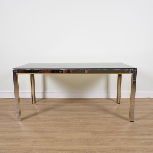 RENATO ZEVI; A 20TH CENTURY ITALIAN CHROME AND SHADED GLASS DINING TABLE