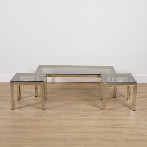 RENATO ZEVI; A 20TH CENTURY CHROME AND BRASS RECTANGULAR COFFEE TABLE (3)