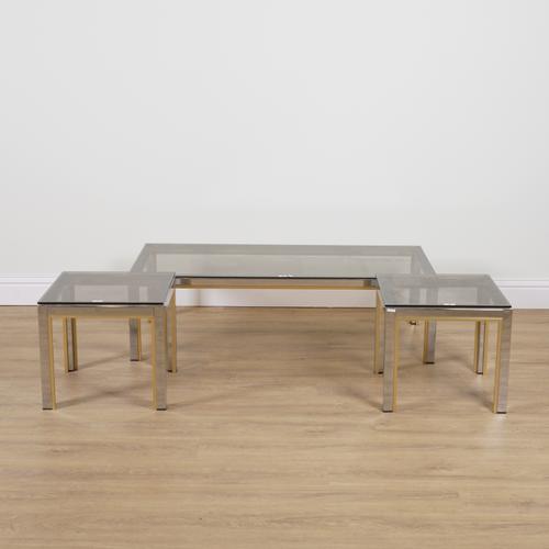 RENATO ZEVI; A 20TH CENTURY CHROME AND BRASS RECTANGULAR COFFEE TABLE (3)