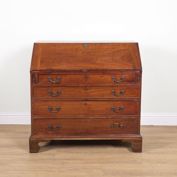 A GEORGE III MAHOGANY FOUR DRAWER BUREAU