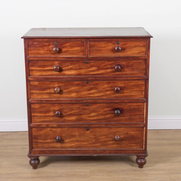 A VICTORIAN MAHOGANY SIX DRAWER CHEST