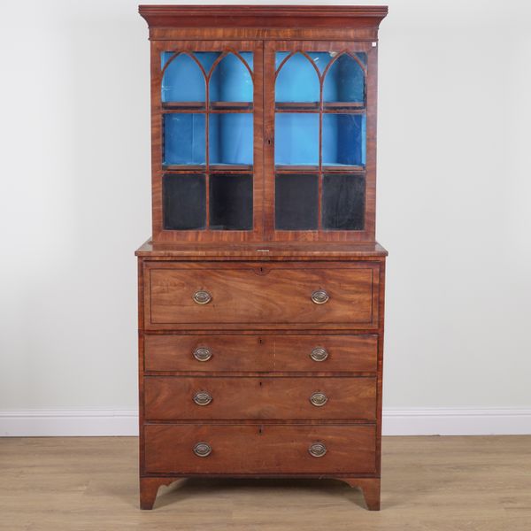 A 19TH CENTURY MAHOGANY SECRETAIRE BOOKCASE