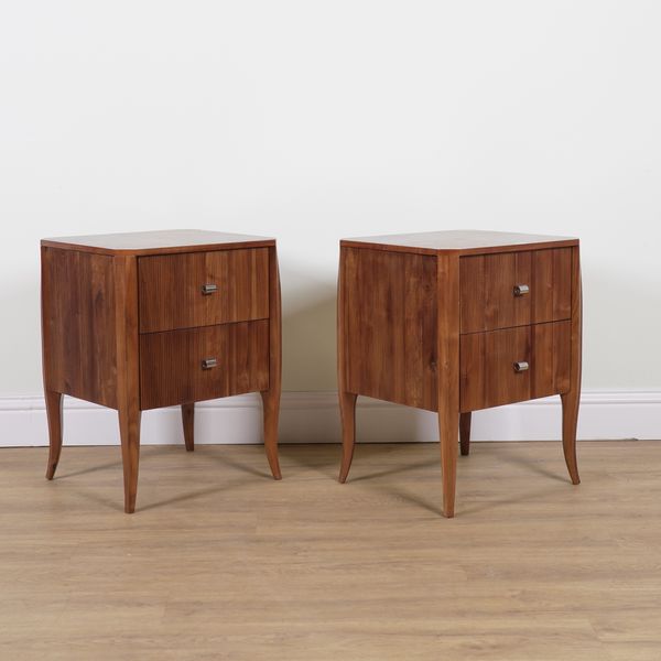 A PAIR OF MODERN FRUITWOOD TWO DRAWER BEDSIDE CHESTS (2)