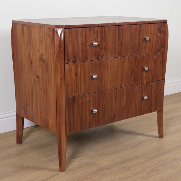 A MODERN FRUITWOOD THREE DRAWER CHEST