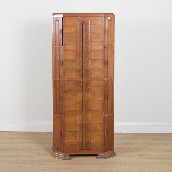 AN ART DECO WALNUT TALL CHEST