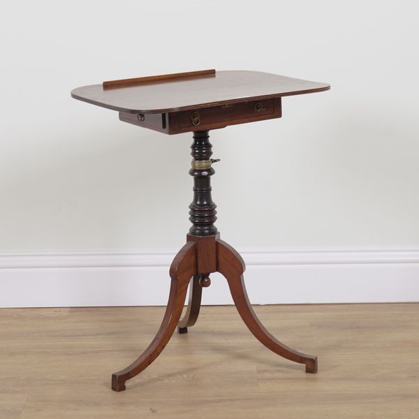 AN UNUSUAL 19TH CENTURY MAHOGANY SNAP TOP ANGLE ADJUSTABLE READING TABLE