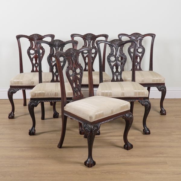 S & H. JEWELL; A SET OF SIX 18TH CENTURY STYLE MAHOGANY DINING CHAIRS (6)