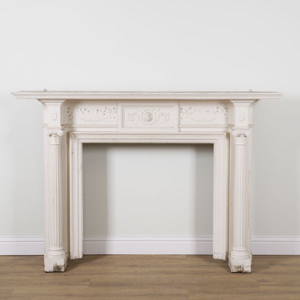 A 19TH CENTURY WHITE PAINTED FIRE SURROUND