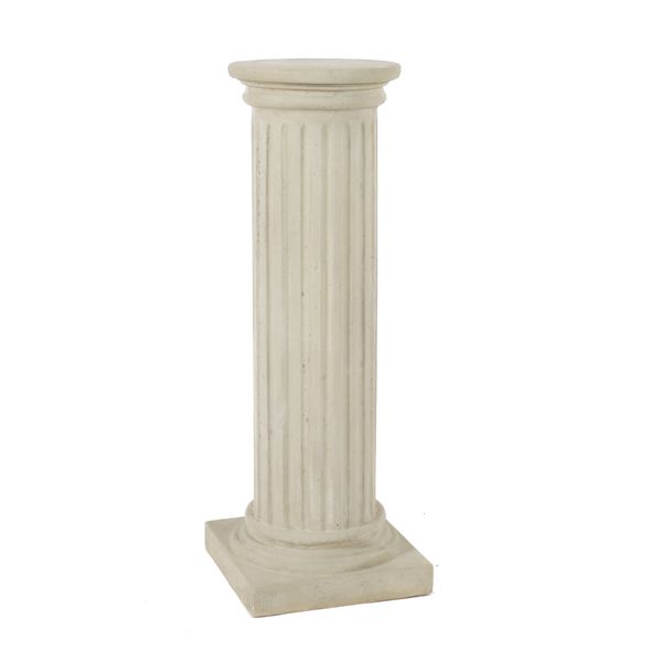 A MODERN GREY PAINTED CIRCULAR PEDESTAL