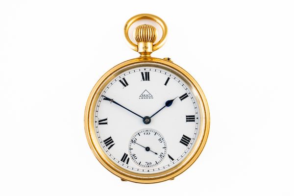 AN 18CT GOLD CASED, KEYLESS WIND OPENFACED GENTLEMAN'S POCKET WATCH