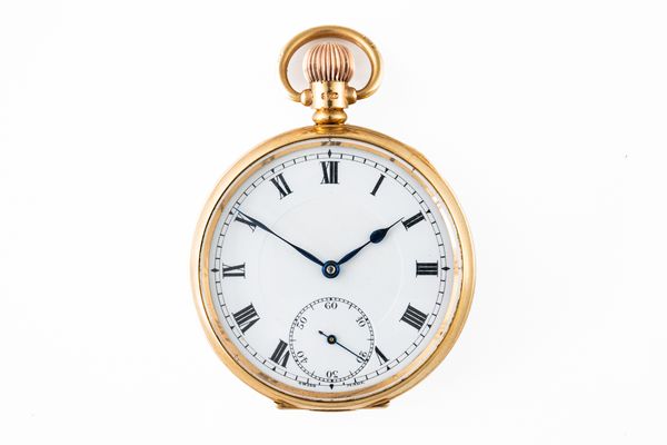 A GENTLEMAN'S 9CT GOLD CASED, KEYLESS WIND, OPENFACED POCKET WATCH