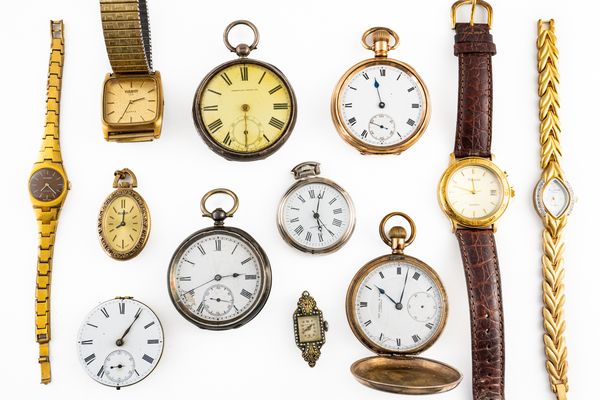 FOUR POCKET WATCHES, FOUR WRISTWATCHES AND FOUR FURTHER ITEMS (12)