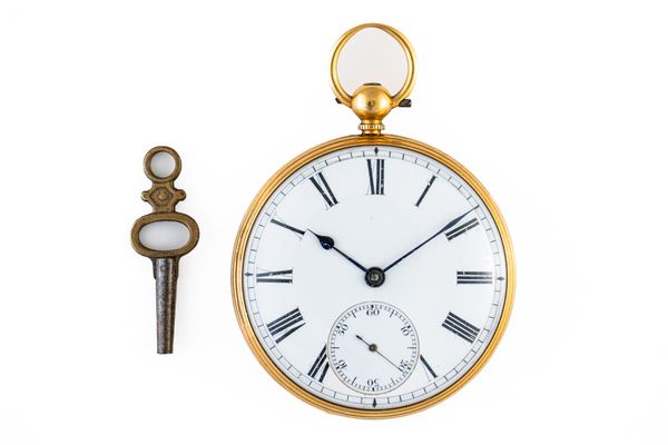 AN 18CT GOLD CASED, KEY WIND OPENFACED GENTLEMAN'S POCKET WATCH