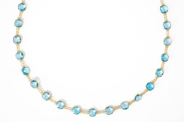 A LONG TOPAZ MULTI GEM NECKLACE