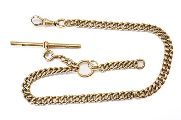 AN 18CT GOLD CURB LINK GENTLEMAN'S WATCH ALBERT CHAIN