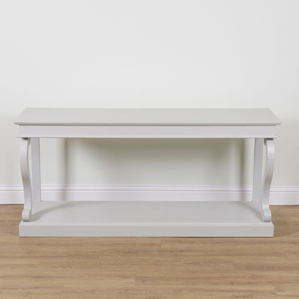 A GREY PAINTED CONSOLE TABLE