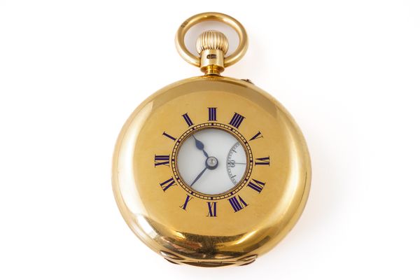 A CHARLES FRODSHAM 18CT GOLD CASED, KEYLESS WIND, HALF HUNTING CASED GENTLEMAN'S POCKET WATCH