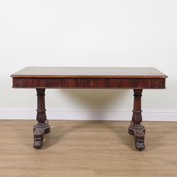 A WILLIAM IV ROSEWOOD ROUNDED RECTANGULAR CENTRE TABLE