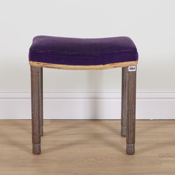 A GEORGE VI LIMED OAK CORONATION STOOL