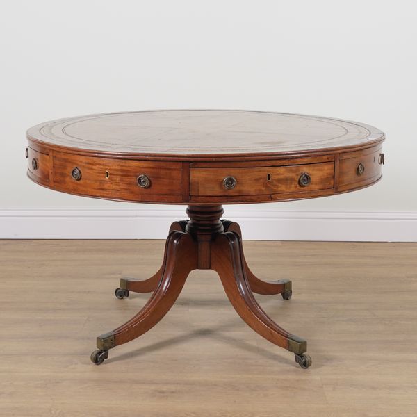 A GEORGE III MAHOGANY DRUM TABLE