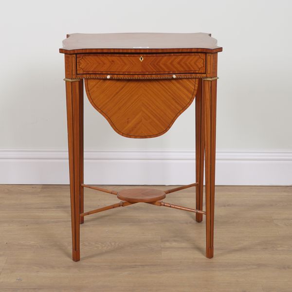 A GEORGE III INLAID SATINWOOD WORK TABLE