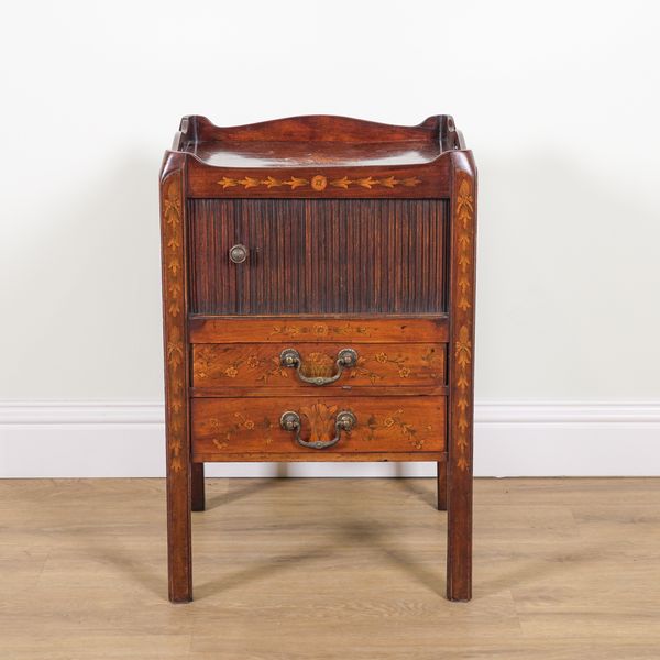 AN 18TH CENTURY MARQUETRY INLAID MAHOGANY NIGHT STAND